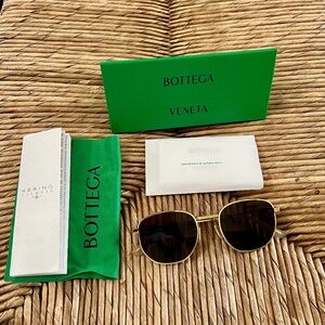 Bottega Veneta Gold Round Square Sunglasses